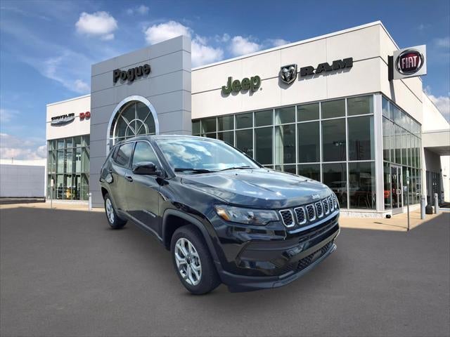 2025 Jeep Compass Sport 4x4 in Black — front three-quarter view
