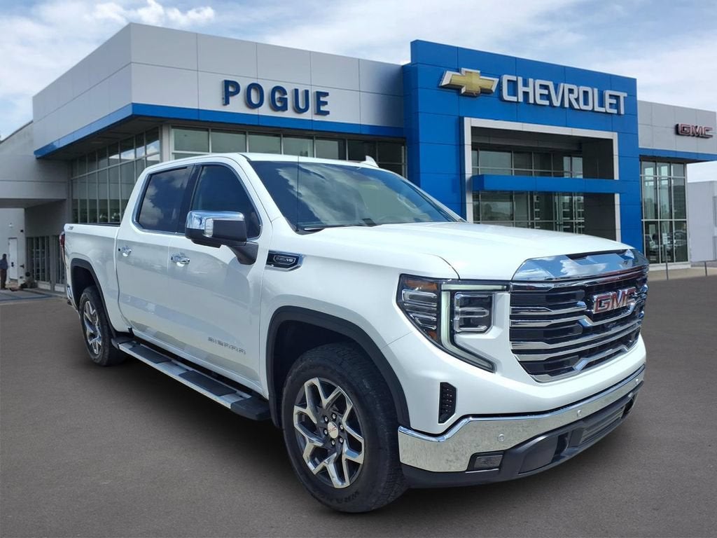 2026 GMC Sierra 1500 SLT in Summit White — front three-quarter view