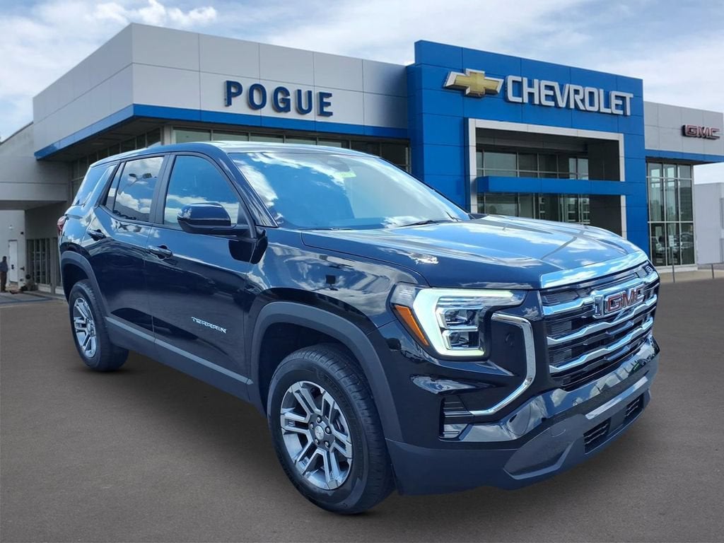 2026 GMC Terrain FWD Elevation in Ebony Twilight Metallic — front three-quarter view