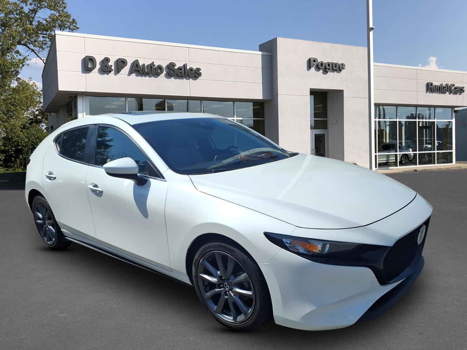 2021 Mazda Mazda3 Preferred in Snowflake White Pearl Mica — front three-quarter view
